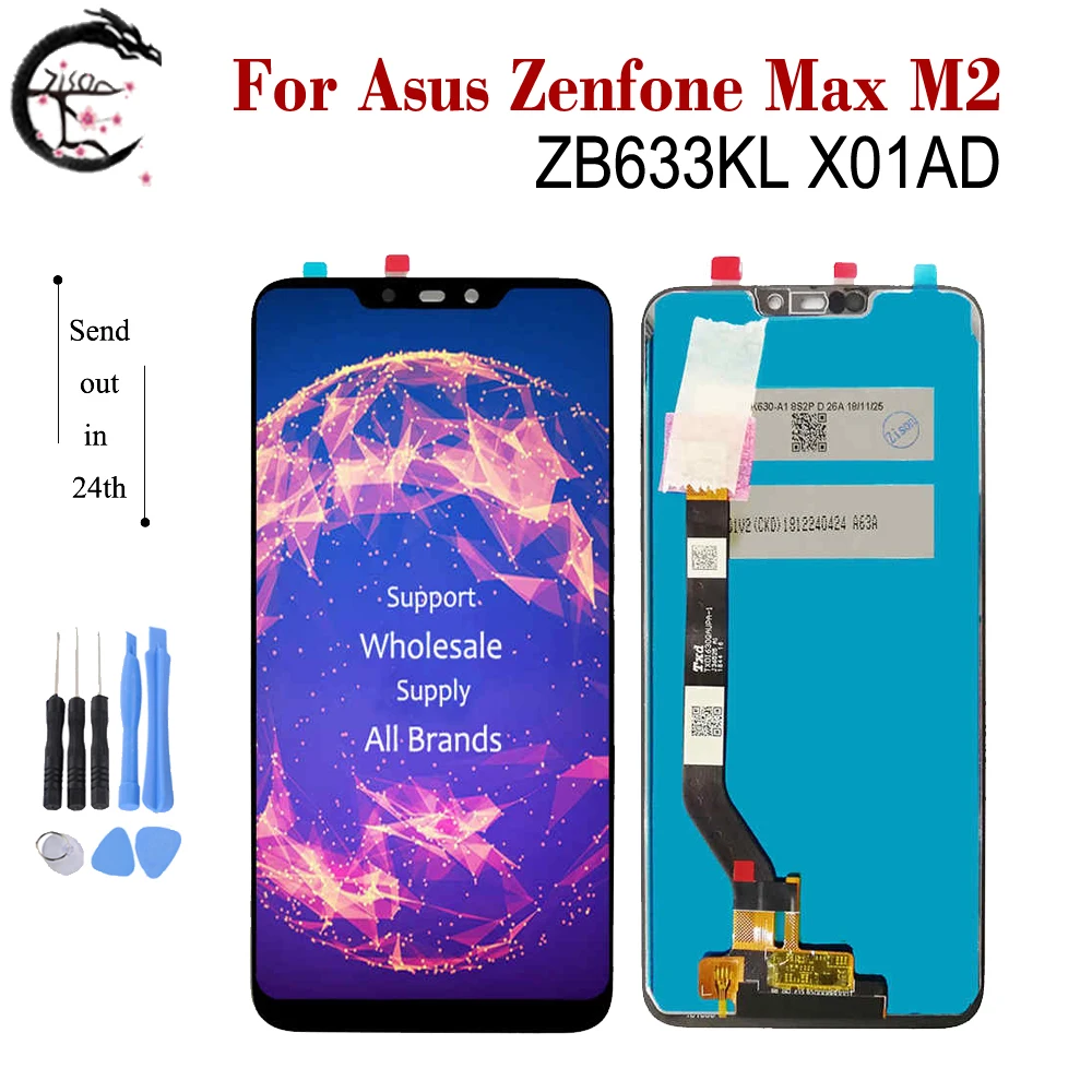 ЖК-экран 6 3 дюймов для Asus Zenfone Max M2 ZB633KL X01AD ЖК-дисплей с сенсорным датчиком и