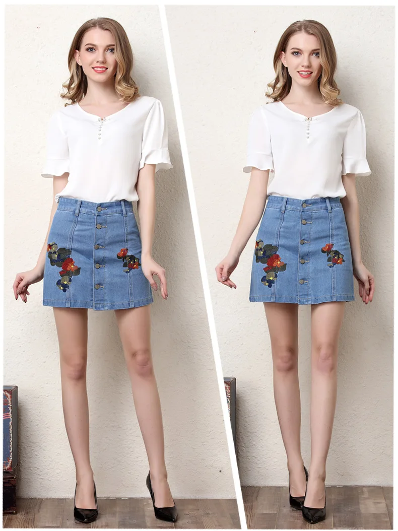 slim fit SZ.WENSIDI 1  Denim Skirt Plus Size Lady Blue Black Skirts Women Short Skirt with Buttons High Waist Knee Length Split Fashion ksubi jeans