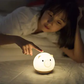 

Pet Piggy Touch Sensor Switching LED Night Lamp Night Light USB Rechargeable