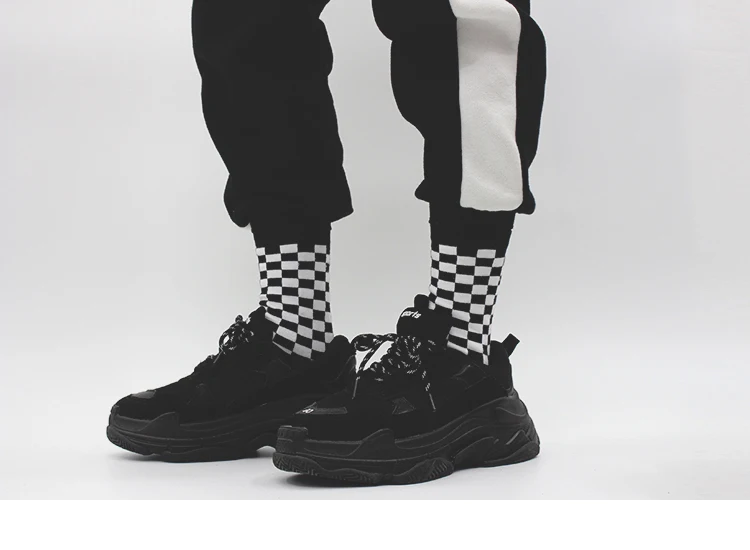 Модные женские клетчатые носки в стиле Харадзюку, геометрические клетчатые носки, мужские хлопковые носки в стиле хип-хоп, уличная одежда унисекс, новые носки