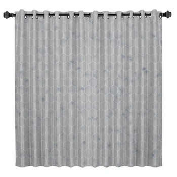 

Modern Geometric Mesh Window Treatments Curtains Valance Window Curtains Dark Blackout Outdoor Bedroom Drapes Decor Print Kids