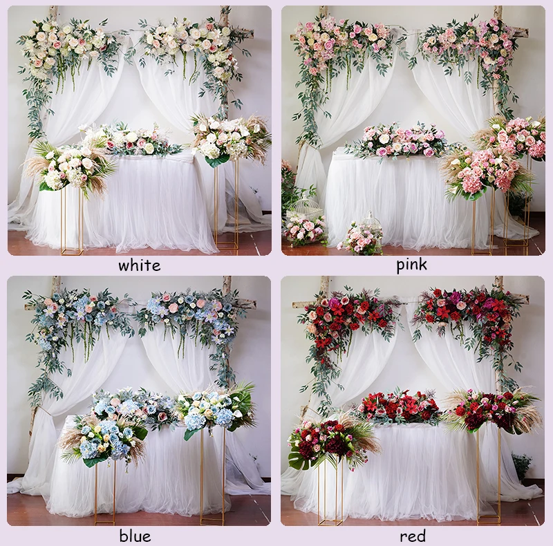 JAROWN Wedding Fake Flower Floral Arch Window Triangular Flower Row Flower Wall Hotel Wedding Stage Background Decorative Flores (14)