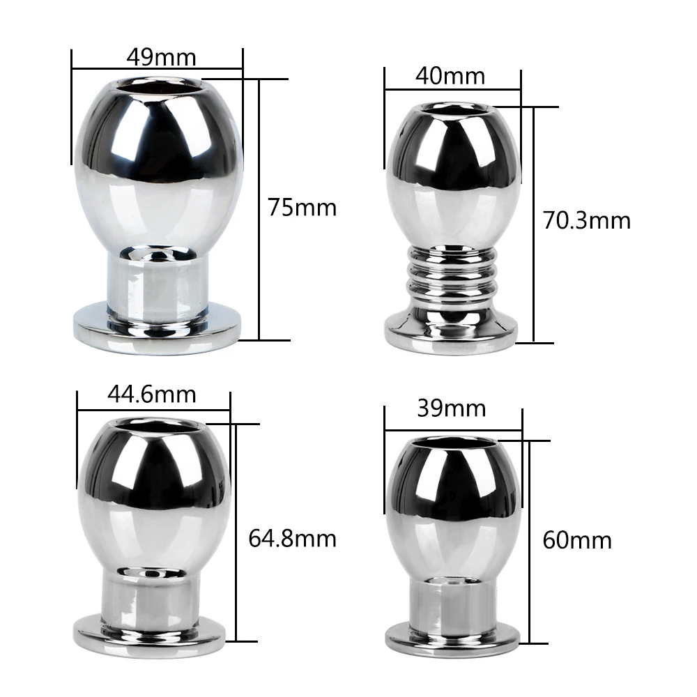 39-49mm Hollow Metal Anal Plug For Women Vaginal Washer Dilator Men Butt Expander Sex Toys Adults 18 Games Medical Douche Enema images - 6
