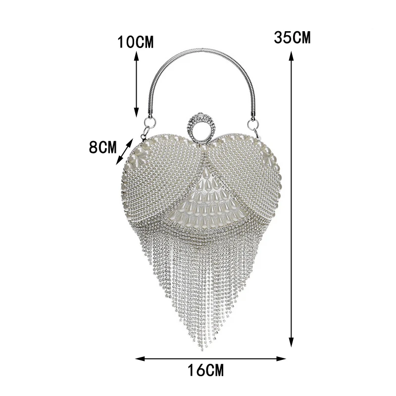 A Women's Tassel Sparkling Beaded Clutch adorned with fringes and tassels.