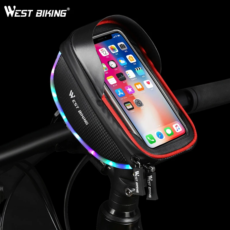 

WEST BIKING Cycling Bags MTB Bike Top Tube Frame Handlebar Phone Bag Case Pannier For 6.0in Phone Touch Screen Bicycle Front Bag