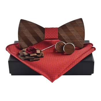 

Classic Wedding Box Brooch Gift Tie Cufflink Sets Hanky Pocekt Handkerchief Bowtie Carved Party Elegant Adjustable Square