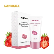 LANBENA, Клубничная маска для черных точек, полоски пор, глубокое очищение черных точек, Acnes, средство для удаления Nutural для лица, очищающее средство для пор