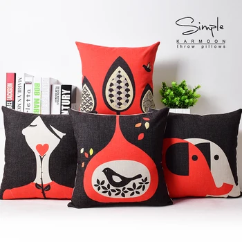 

Decorative Pillows Nordic Appropriate Classic Red Bird Tree Elephant Geometry Linen Office Hug Pillow Case Back Cushion Cushion