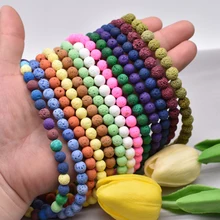 Yanqi 1 прядь/лот 8 мм натуральный камень бисера Красочные из лавового камня бусины свободного пространства для самостоятельного изготовления ювелирных изделий браслет ожерелье 15"