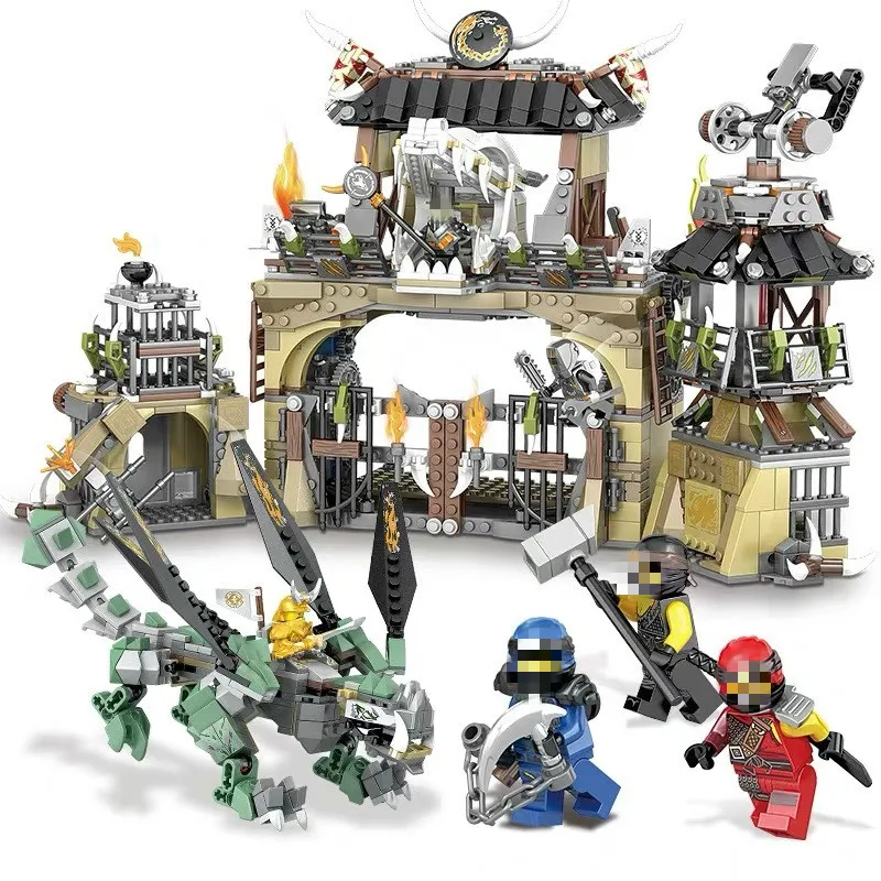 

1492PCS Ninjagoe Series Heavy Dragon Base Camp Castle Building Blocks Compatible Legoings Ninja Figures DIY Bricks Toys For Kids
