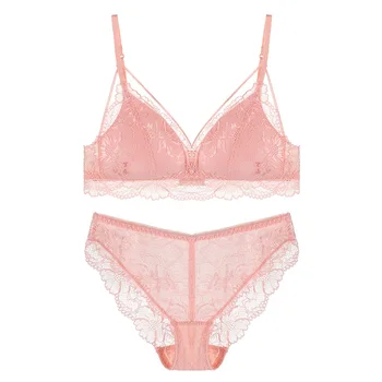 

Honviey Summer lingerie female comfortable Sexy Underwear thin lace Bralette Push Up comfortable no steel ring sexy bra set