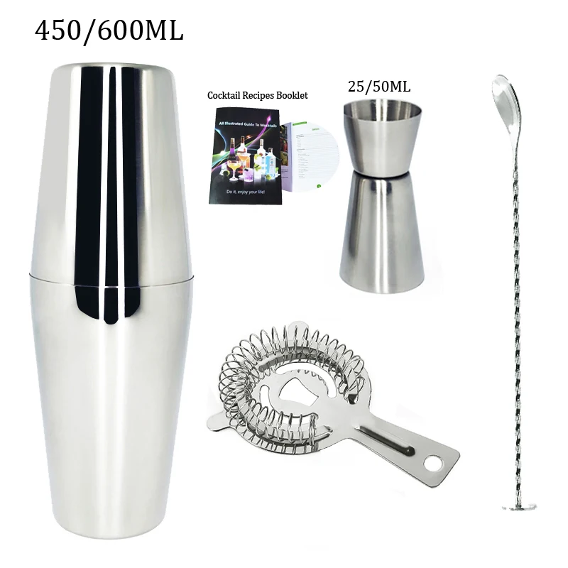 450600ML 5P Recipe AREYOUCAN 5 шт./компл. 450/600 мл набор коктейльных барный шейкер с коктейли Напитки буклет профессиональные инструменты из нержавеющей стали - Цвет: 450600ML 5P Recipe