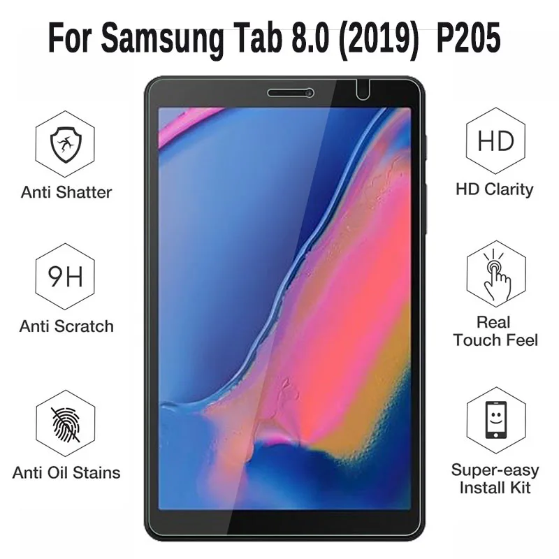 Tempered Glass Screen Protector Film for Samsung Galaxy TAB A 8.0 SM-P200/P205 2019 Tab A with S Pen 8.0'' Tablet Tempered Guard