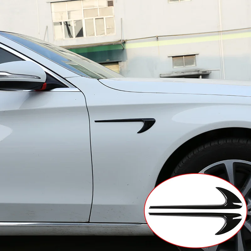 2 шт. глянцевые черные ABS хромированные Автомобильные Боковые крылья для Mercedes Benz E