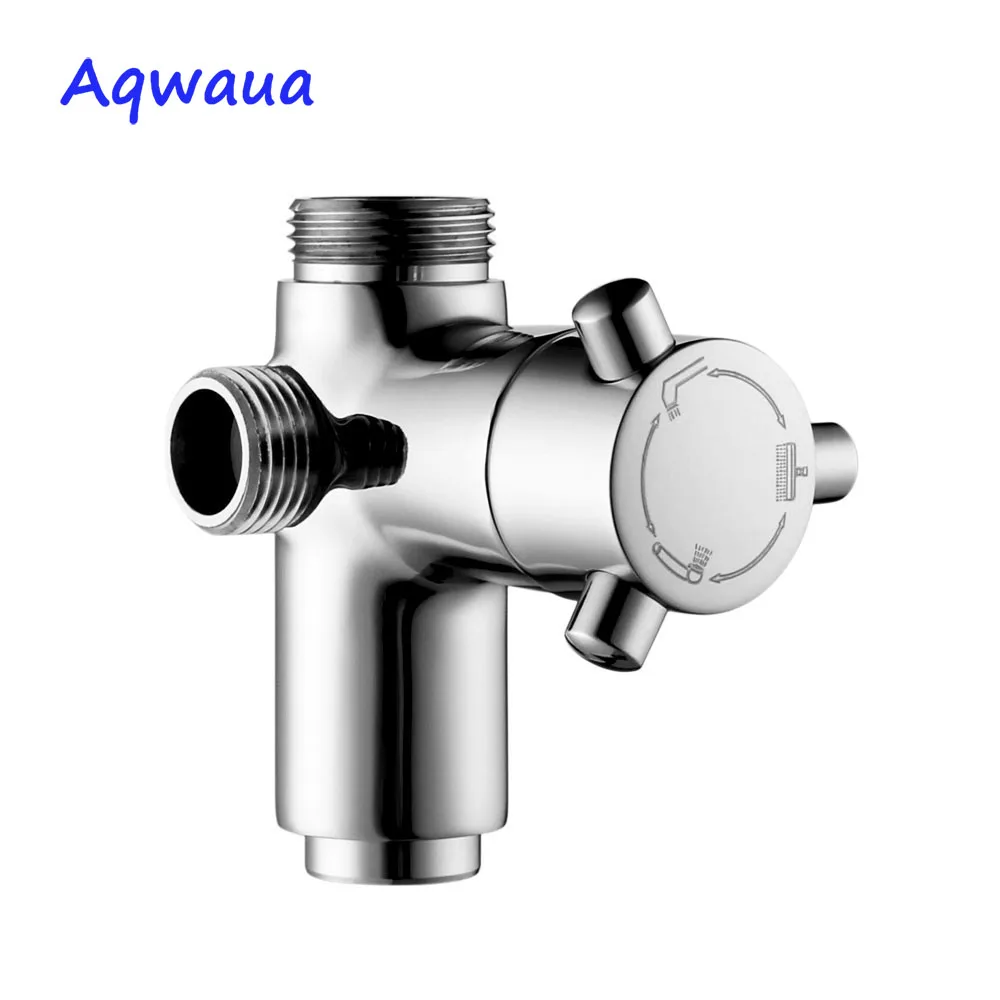 Aqwaua Shower Accessories Shower Diverter 3 Way Arm Diverter 3 Function Mixer Brass Body Chrome for Bathroom