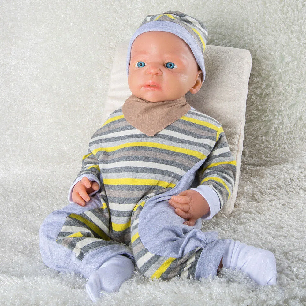 

22'' Big Blue Eyes Reborn Baby BOY Fullbody Silicone Toddler Doll 5KG Girl Toys for Kids