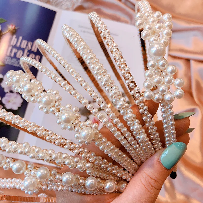 Bohemian Vintage Pearl Braided Knitted Hairband Handmade Headband customized Hair Accessories |
