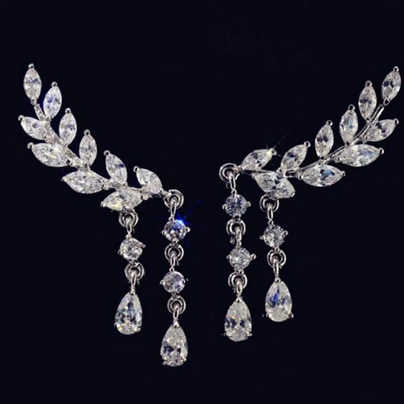 

Trendy Gold Silver Color Dangle Leaf Earrings Special design Ear Pendant For Women Jewelry Crystal Earrings Decoration TC21