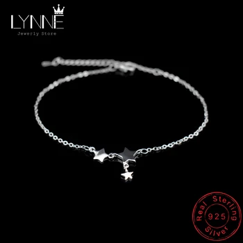 New Fashion Three Stars Pendant Anklets Bracelet 925 Sterling Silver Simple Charm Star Ankle Chain For Women&Girl Jewelry Gift