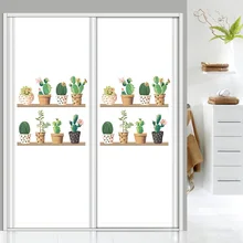 Индивидуальный размер статическая цепляющаяся оконная фольга суккуленты узор частная матовая декоративная пленка для окна двери шкафа стол 55 см x 100 см