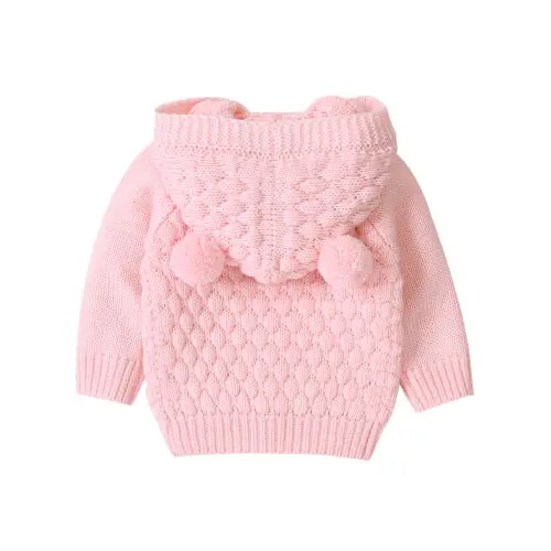Baby Sweaters Toddler Infant Boys Girls Knitted Outfit Clothes Cute Kid Baby Hooded With Ear Winter Warm Cardigan Coat Outerwear knit sweater