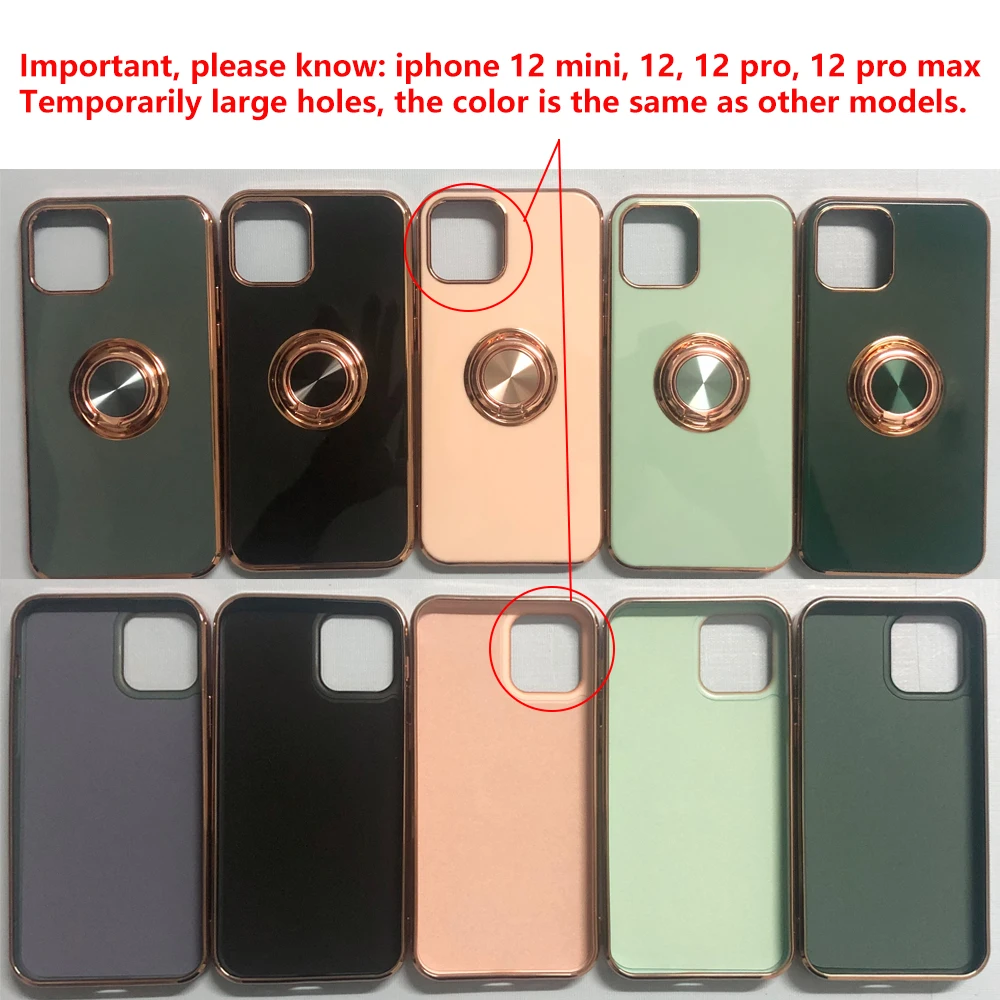Electroplated Silicone Ring Case For Apple iPhone 12 Mini 11 Pro XS Max Woman Girl Cover For iPhone 8 7 X XR SE 2020 Phone Cases