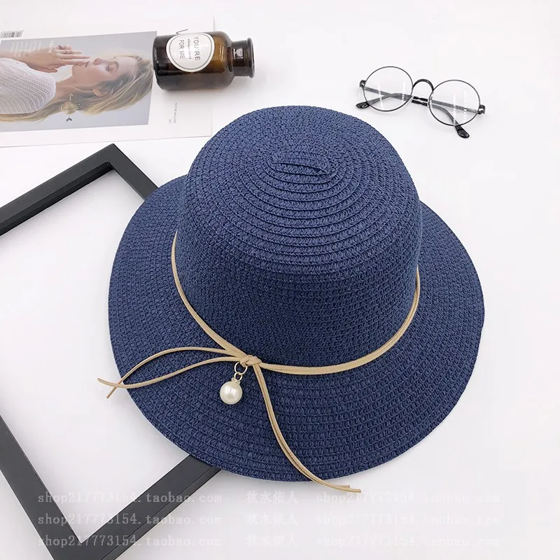 Защита от солнца Шапки Для женщин строка жемчужные элегантные Шляпа С Широкими Полями Летняя женская одежда для защиты от солнца Корейский