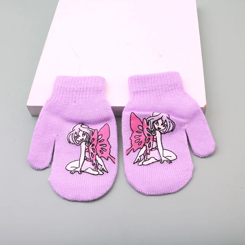 Зимние теплые перчатки детские вязаные рукавицы Детские Однотонные эластичные Рождественские перчатки для мальчиков и девочек 14 см