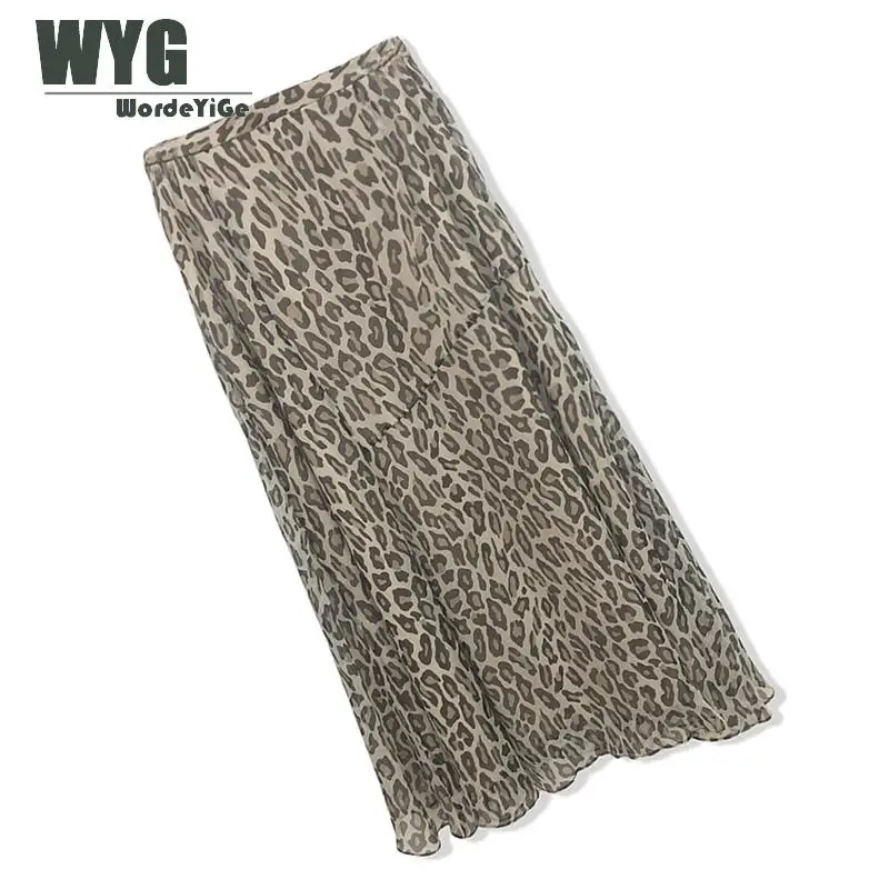 

Top Quality 100% Natrual Silk Leopard Skirts Women 2020 Summer New Runway Style Fashion Elegant Vintage Midi Skirts
