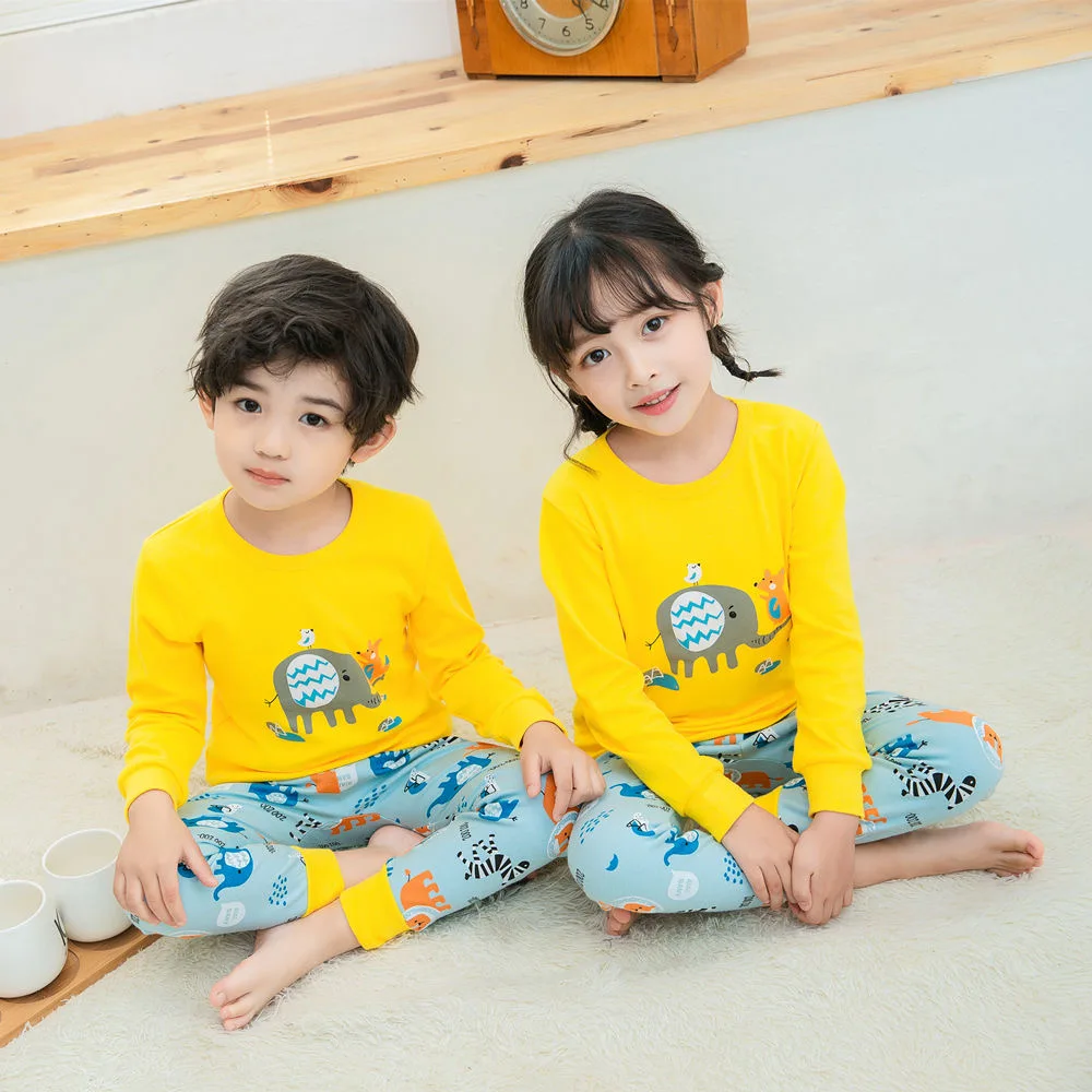 big baby sleepwear Children Pajamas 2pc Long Sleeve Cartoon Kids Sleepwear Baby Girl Clothes Sleep Suits  Autumn Cotton Child Pyjamas Boy Nightwear sleepwear for kid female