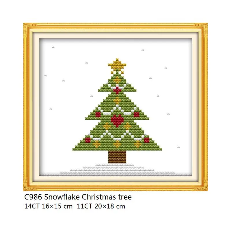 Cross Stitch C986 Joy Sunday Christmas, серия, вышивка крестом, DMC 11CT, 14CT, печатный набор, граф, холст, для вышивания, набор, сделай сам, рождественские поделки - Цвет: Cross Stitch C986