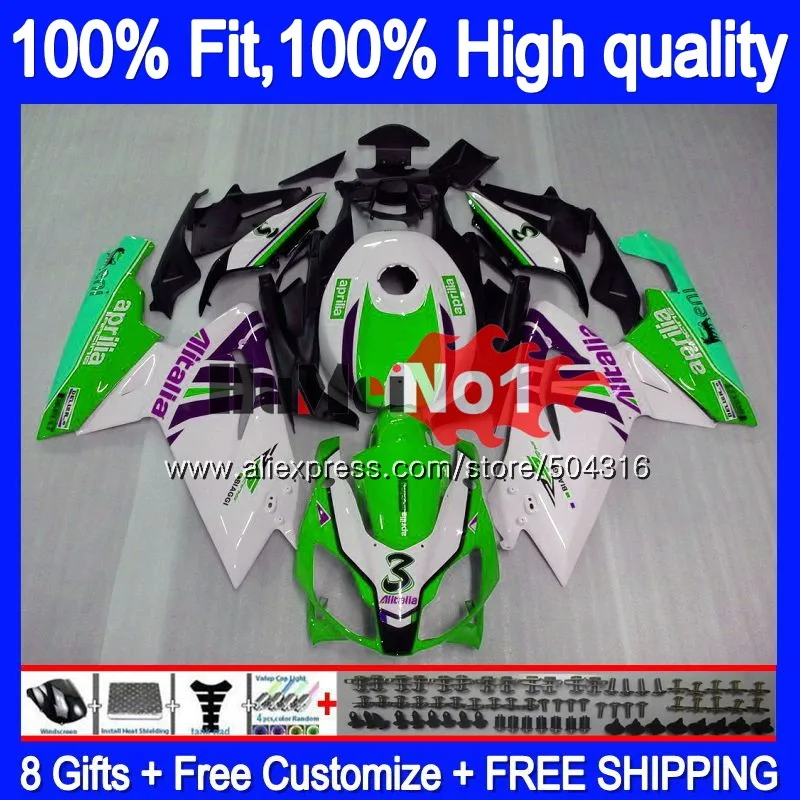 Инъекции для Aprilia RS-125 RSV125 R 34MC. 30 RS 125 2006 2007 2008 2009 2010 2011 RS125 06 07 08 09 10 11 зеленого и белого цветов обтекатель - Цвет: No. 1