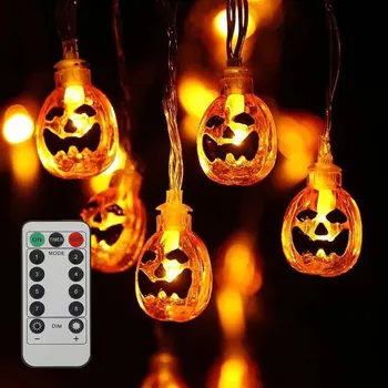 

LED Pumpkin Powered String Lights LED Lantern Halloween Holiday Lights String Outdoor Garland Halloween Decoration Party Lamp