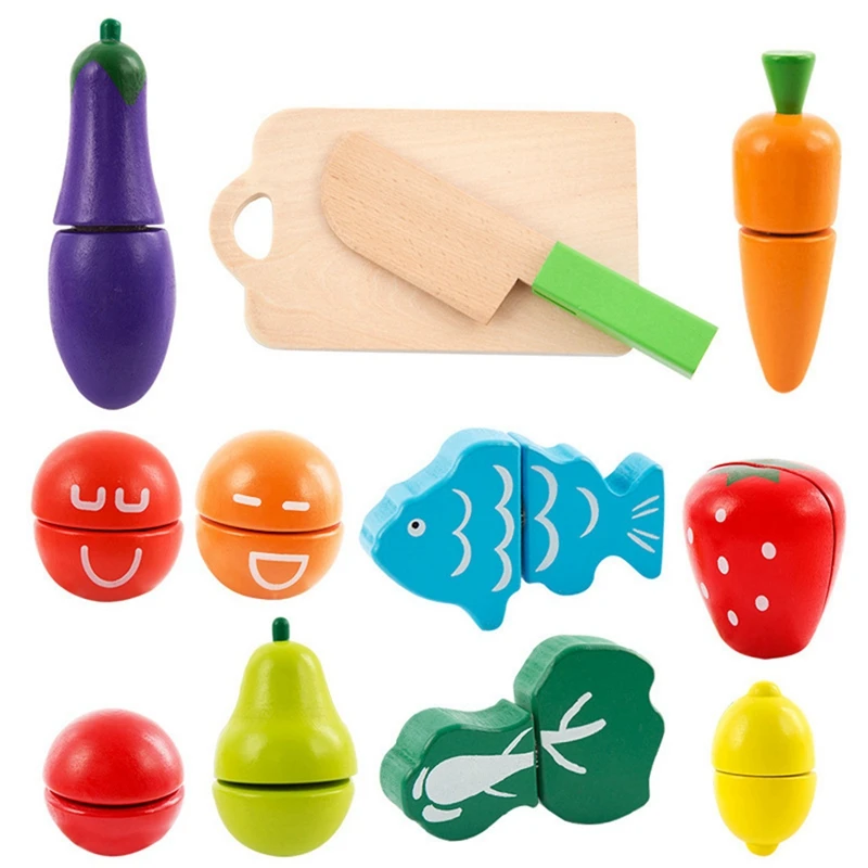 Фрукты и овощи Играть Кухня Еда для делать вид резки еда игрушки-Обучающий игровой набор с игрушечным ножом, разделочная доска