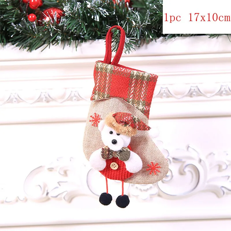 Рождественские чулки, носки, кошка, собака, лось, Navidad, год, мешок для конфет Рождество, украшения, рождественские елки, вечерние подарочные сумки для детей - Цвет: 5pc 17x10cm