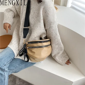 

MENGXILU 2019 Fashion Nylon Women Shoulder Bag Wide Belt Zipper Purse Female Messenger Bags Saddle Crossbody Bag Sac Main Femme