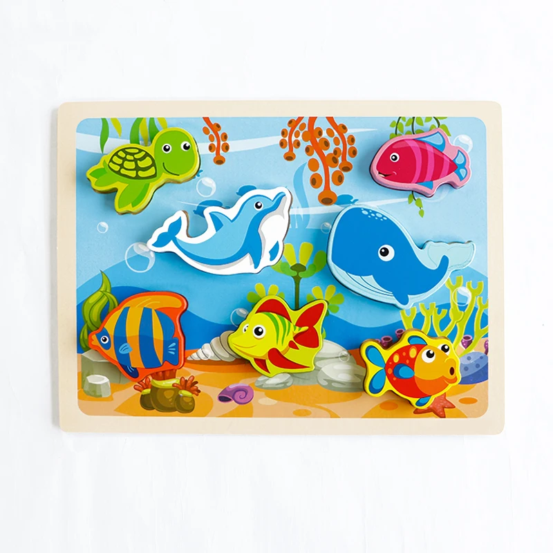 

Wooden 3D Sea Jigsaw Puzzle Wooden Toys for Kids Baby Early Educational Toy Montessori wooden Puzzle/Hand Grab Board Set