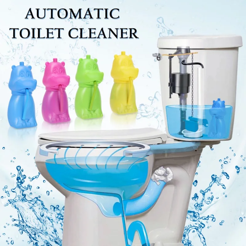 4 шт автоматический очиститель унитаза для чистки туалета милая форма Бегемот очищающий бак отбеливатель и синий пузырь