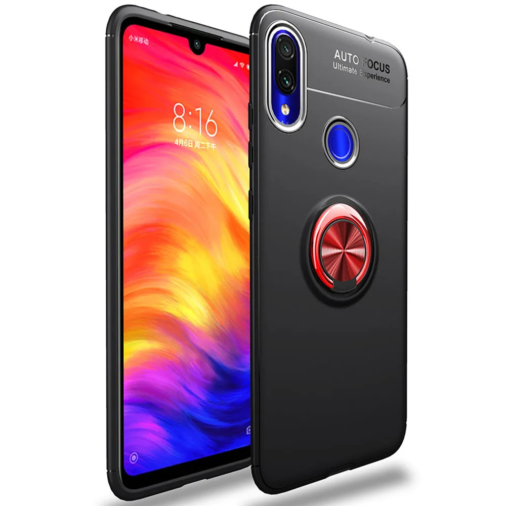 Black Red Для samsung Galaxy M10 M20 M30 A10 A20 A30 A40 A50 A70 чехол цветной металлический кольцевой магнитный держатель чехол для телефона из мягкого силикона ТПУ с рисунком Роскошный чехол - Цвет: Black Red