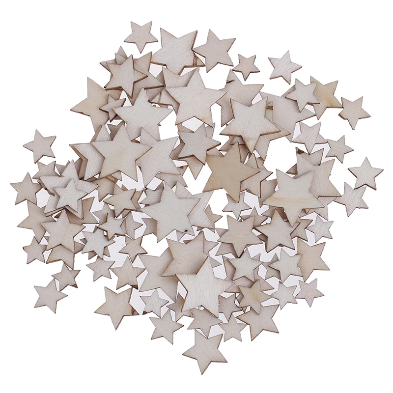 

100Pcs/Set Wood Star DIY Christmas Scrapbooking Party DIY Decorations Chipboard Fashion Wooden Home Decor