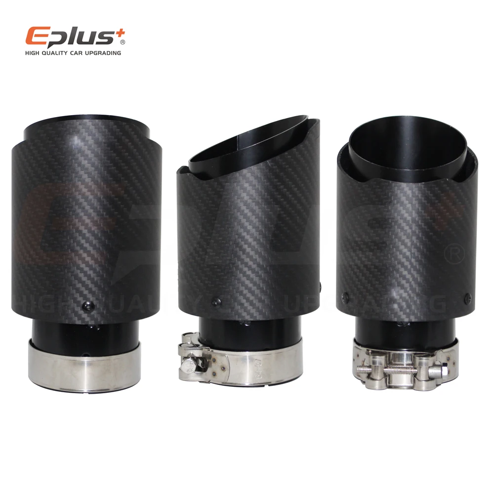Car Matte Carbon Fibre Exhaust System Muffler Pipe Tip Straight