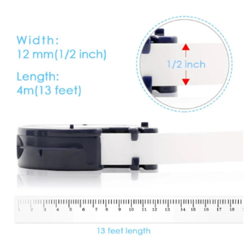 10 шт. этикетка лента этикеток производитель для Dymo 91201 черный на белом 4 м X 12 мм