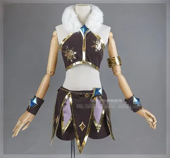 

Hot Game LOL the Curious Chameleon Ice Snow Neeko Cosplay Costume Woman Dress full sets A