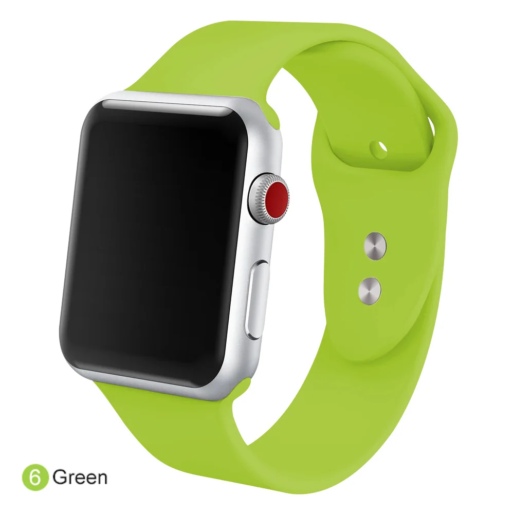 Green Мягкий силиконовый сменный спортивный ремешок для 38 мм Apple Watch Series1 2 3 4 5 42 мм наручный браслет ремешок для iWatch Sports Edition - Цвет ремешка: Green