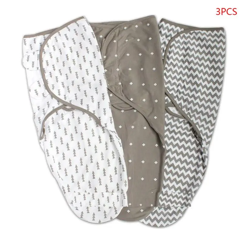 

3PCS Newborn Baby Swaddle Blanket Adjustable Infant Wrap Towel Cotton Sleeping Bag