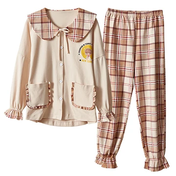 BZEL большой размер пижамы наборы для женщин мультфильм пижамы Мода дамы Домашняя одежда с отложным воротником нижнее белье пижамы - Цвет: 011