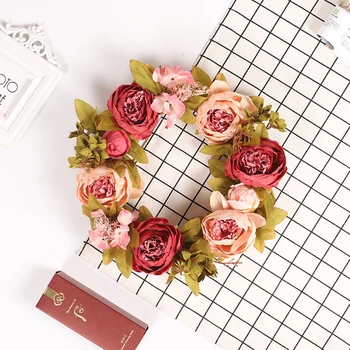 

1pc Artificial Wreath Flowers Floral Door Hanging Garland Wedding Window Hanging On The Door Decoratation