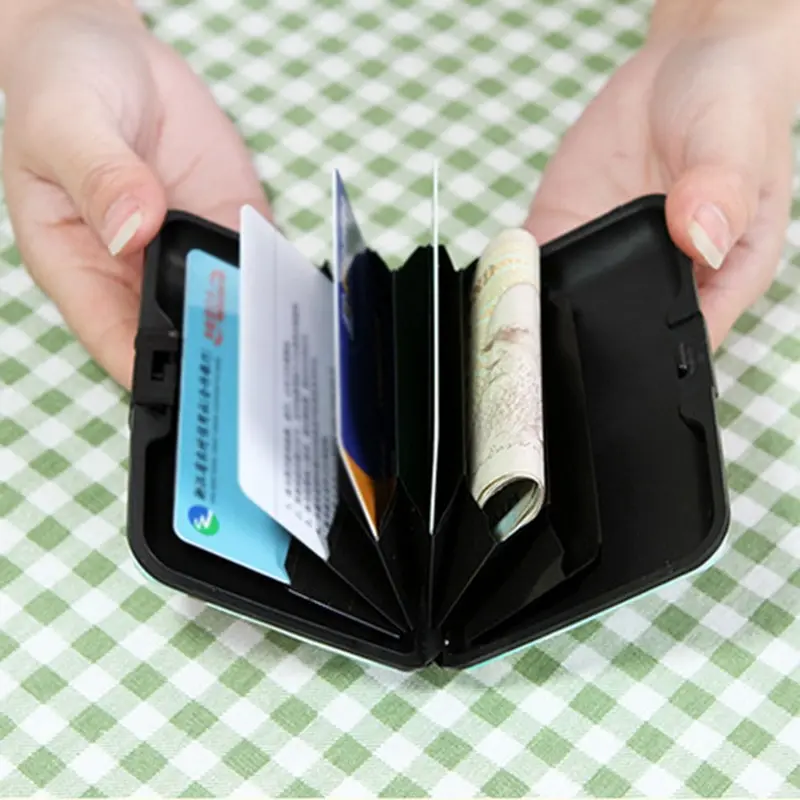 SHUJIN женский пластиковый кошелек с милой совой, кредитный держатель для карт, 7 отделений для карт, защита от кражи, растягивающийся кошелек