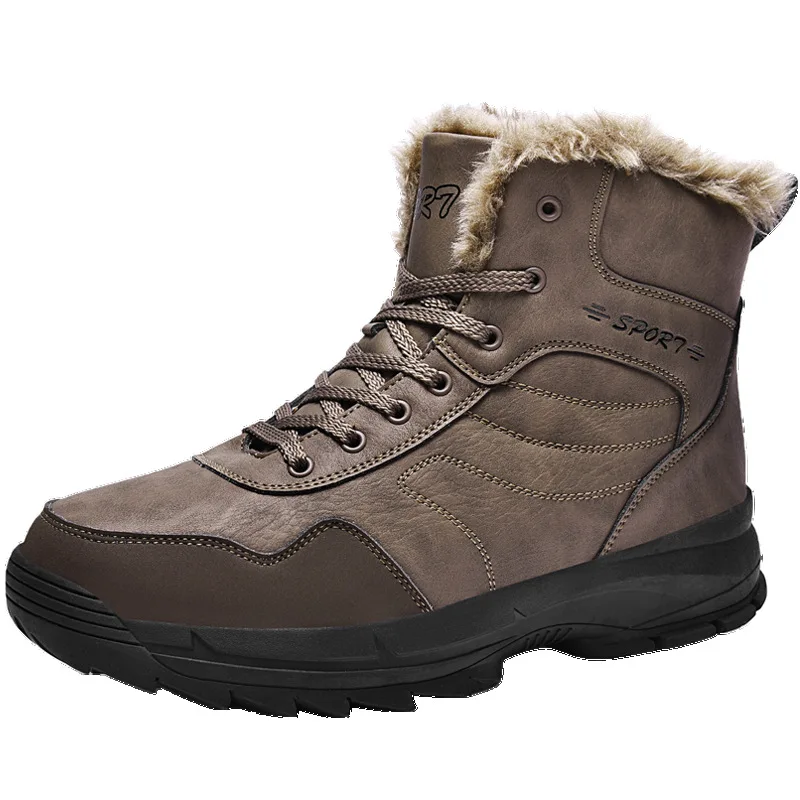 Г., зимние ботинки из натуральной кожи Мужская зимняя обувь теплая обувь на меху мужские ботильоны мужская зимняя обувь на толстой нескользящей подошве, A1909