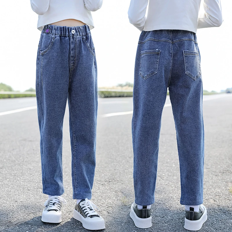 十代のジーンズのための春22新子供のパンツカジュアルストレートズボンファッションブルー学校子供パンツ6 8 10 12年 パンツ Aliexpress